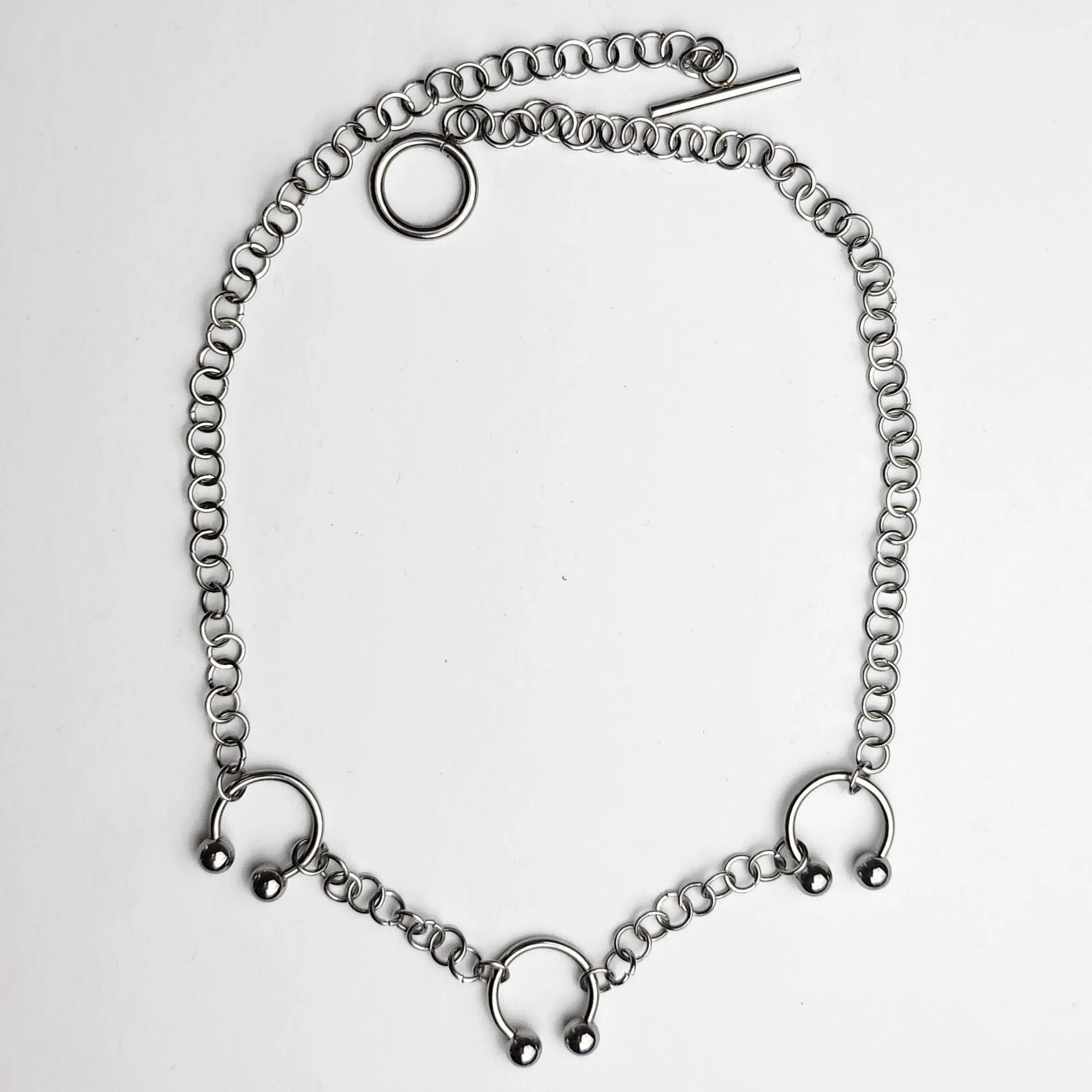 Steel trio piercings necklace (2023)