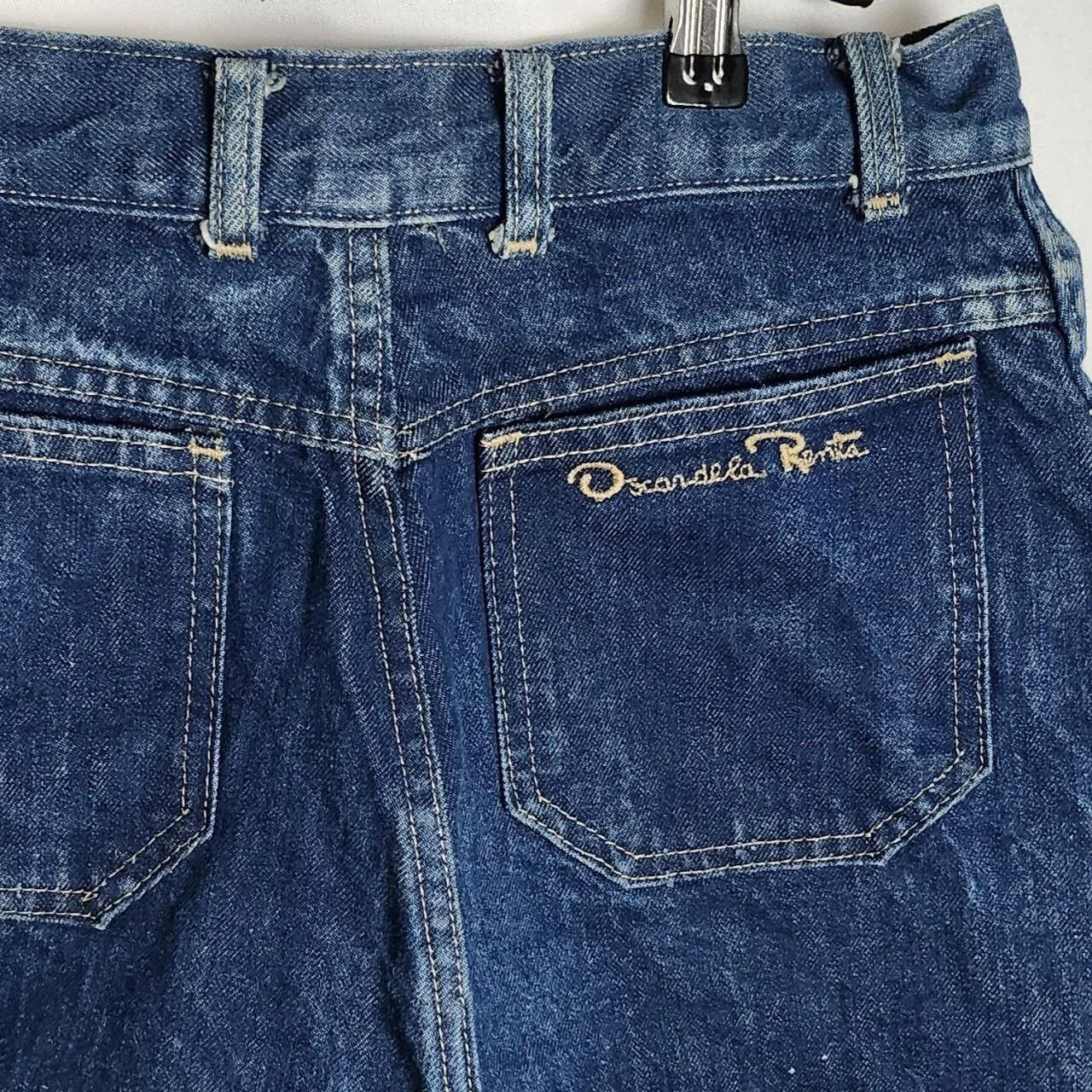 Rare Vintage Wide Leg Oscar De La Renta Jeans in Dark Wash