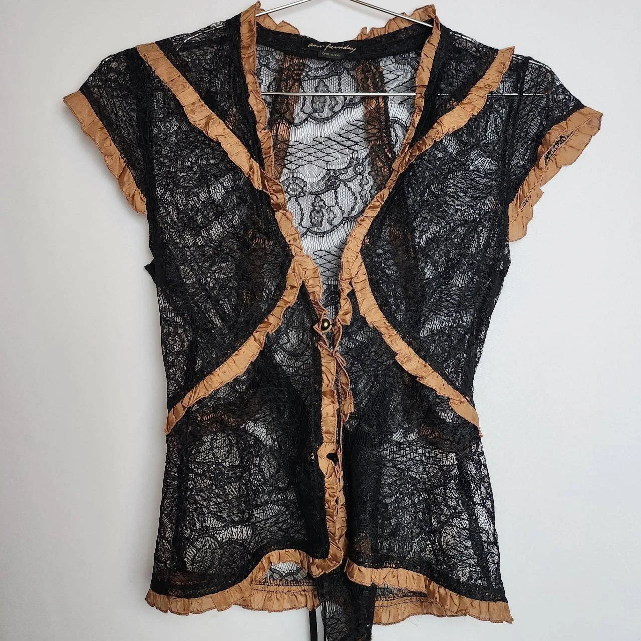 Ann Ferriday Vintage Lace Vest with Back Corset Detail