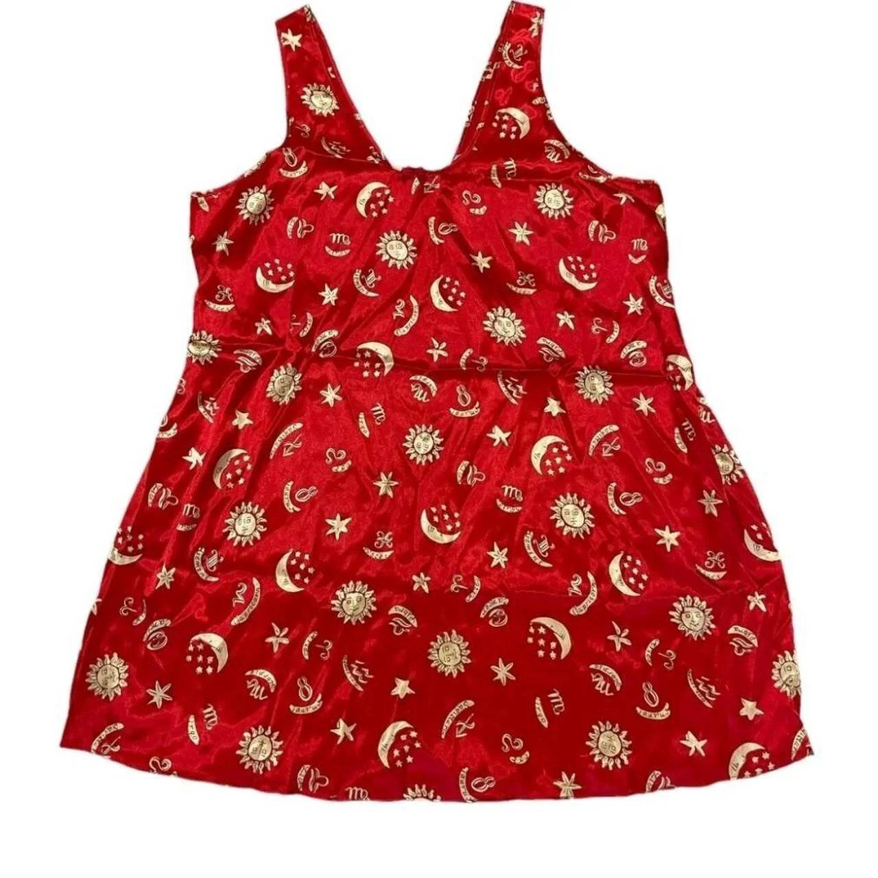 Vintage Zodiac, Astrology Red Satin Slip
