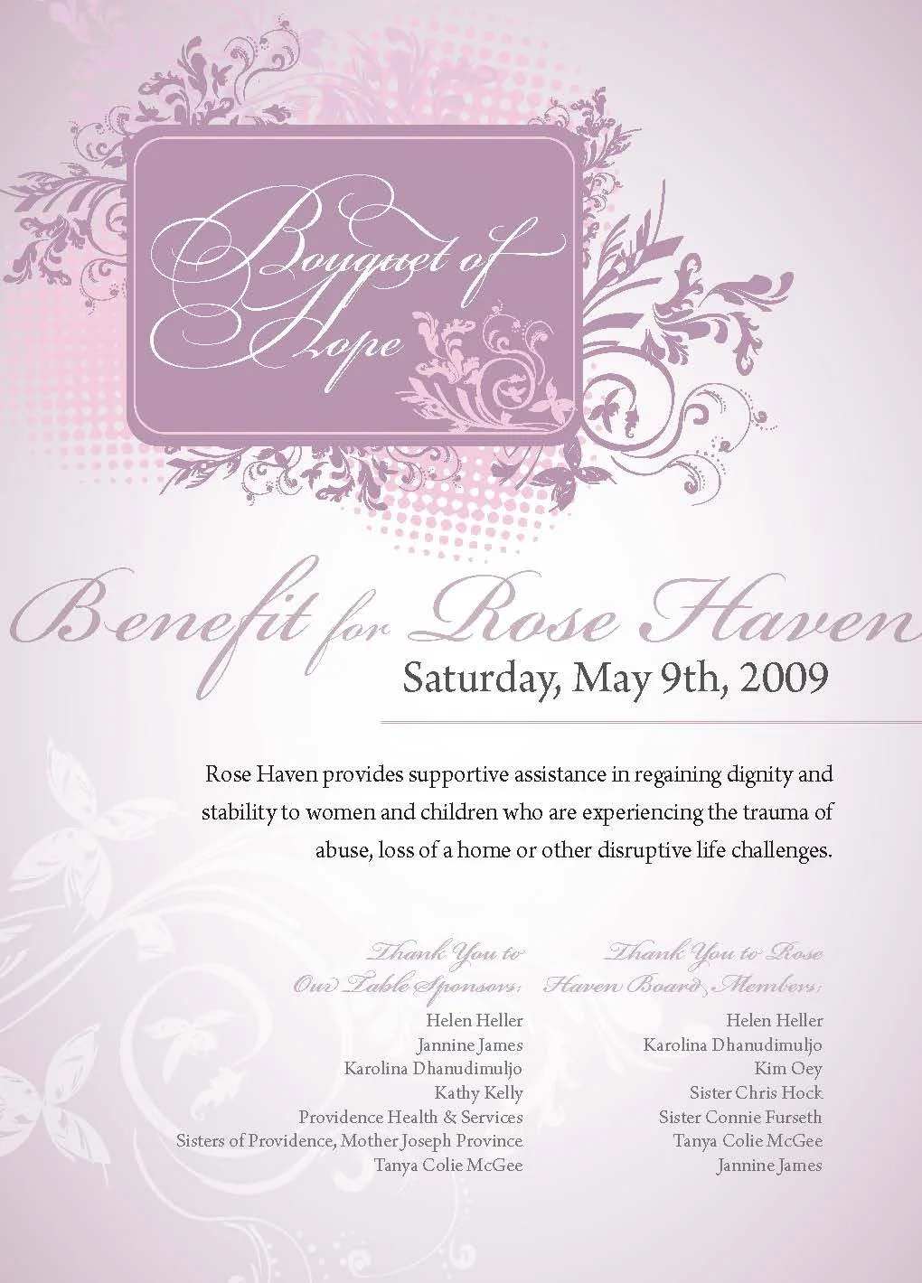 Bouquet of Hope Event Program