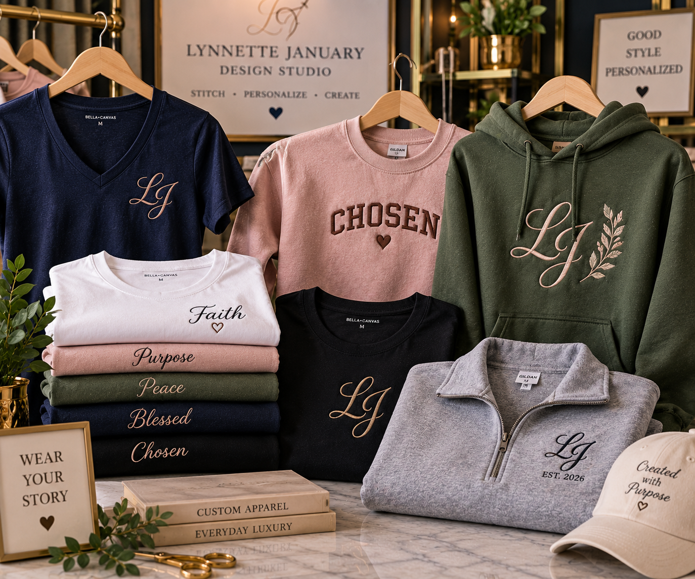 Personalized T-Shirts & Sweatshirts

Turn everyday apparel into something personal with custom embroidery. Add monograms, names, meaningful words, special dates, or decorative designs to T-shirts, sweatshirts, hoodies, and other garments for yourself