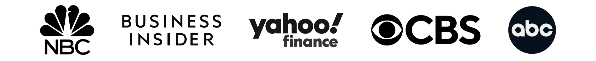 As Seen In logos NBC, Business Insider, Yahoo! Finance, CBS, and ABC.