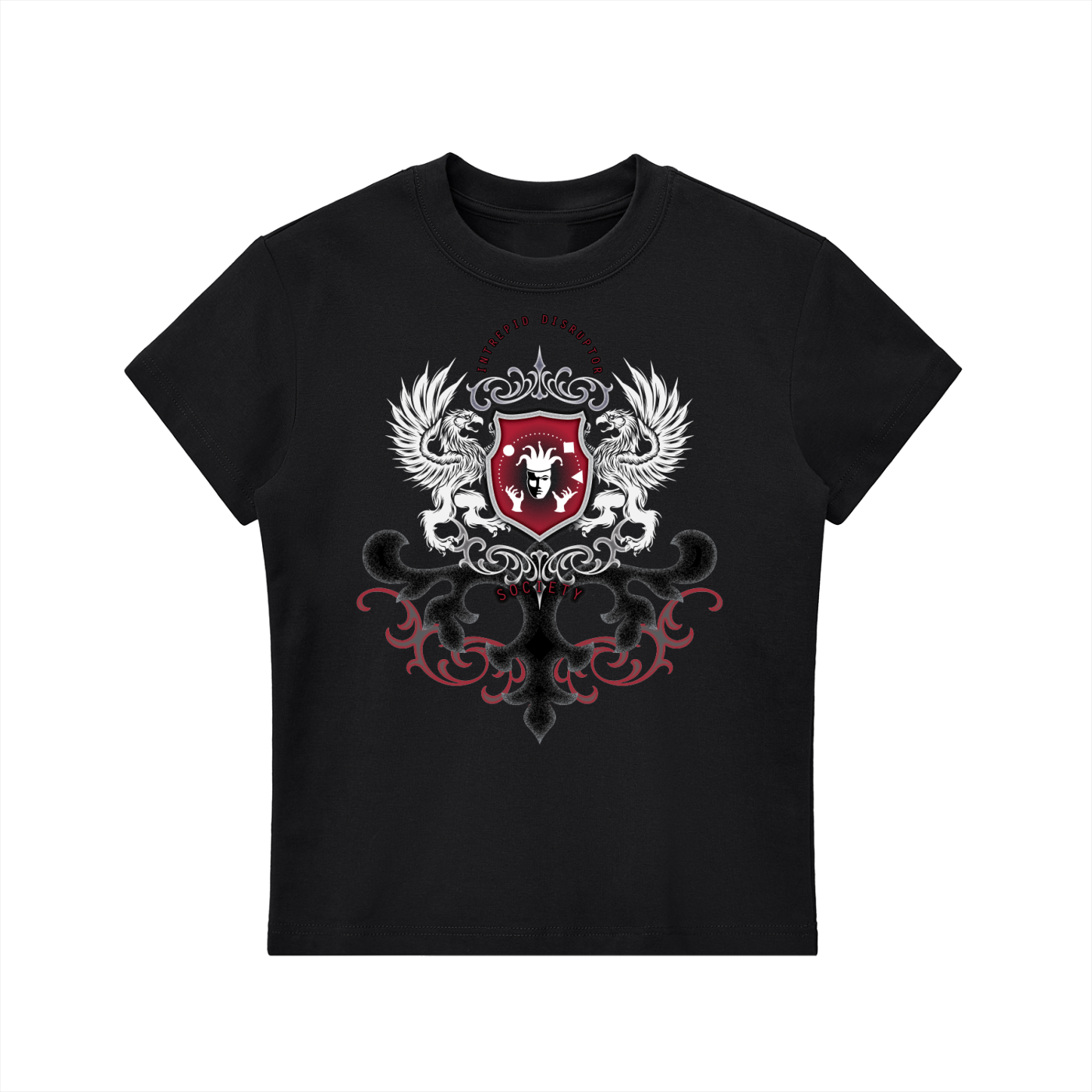 Women's Essential Bodycon Crewneck T-Shirt • Griffin heraldry front • Quotes back