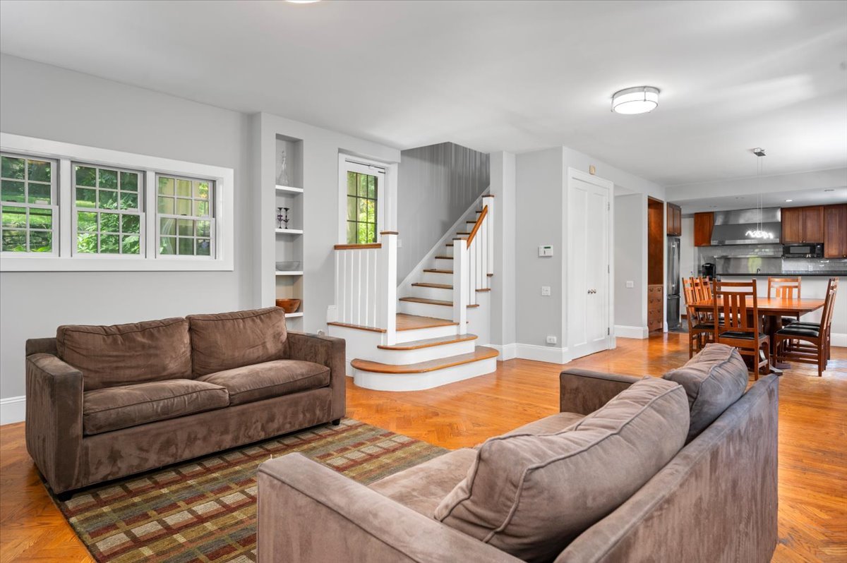Living room, formal dining room, kitchen, powder room, double closet