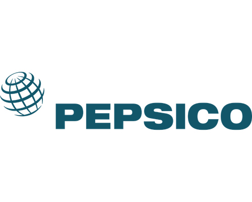 PepsiCo logo with a stylized globe and the word PepsiCo in blue letters.