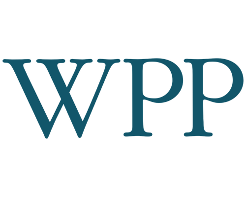 Logo with the letters 'WPP' in blue font.
