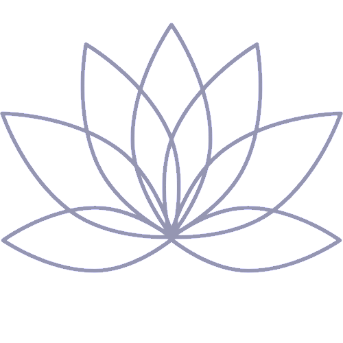 Linienzeichnung einer stilisierten Lotusblüte auf schwarzem Hintergrund.