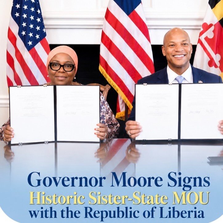 Congratulatory message from Amb. Gibson Schwarz
 
Congratulations to the Government of Liberia and Maryland Governor Wes Moore on the signing of the historic Sister-State Memorandum of Understanding between Liberia and the State of Maryland.

This ag