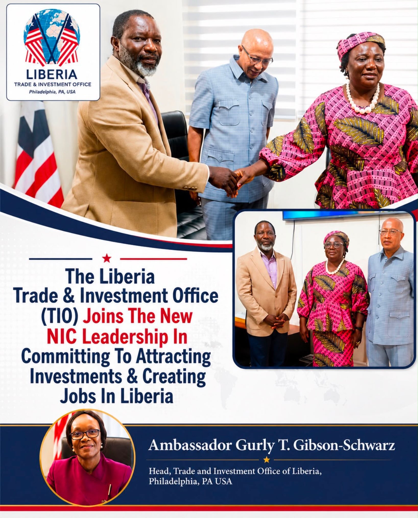 The Liberia Trade and Investment Office congratulates the new leadership of the National Investment Commission.

TIO remains committed to working with the NIC to attract investment, create jobs, and promote Liberia as a serious destination for busine
