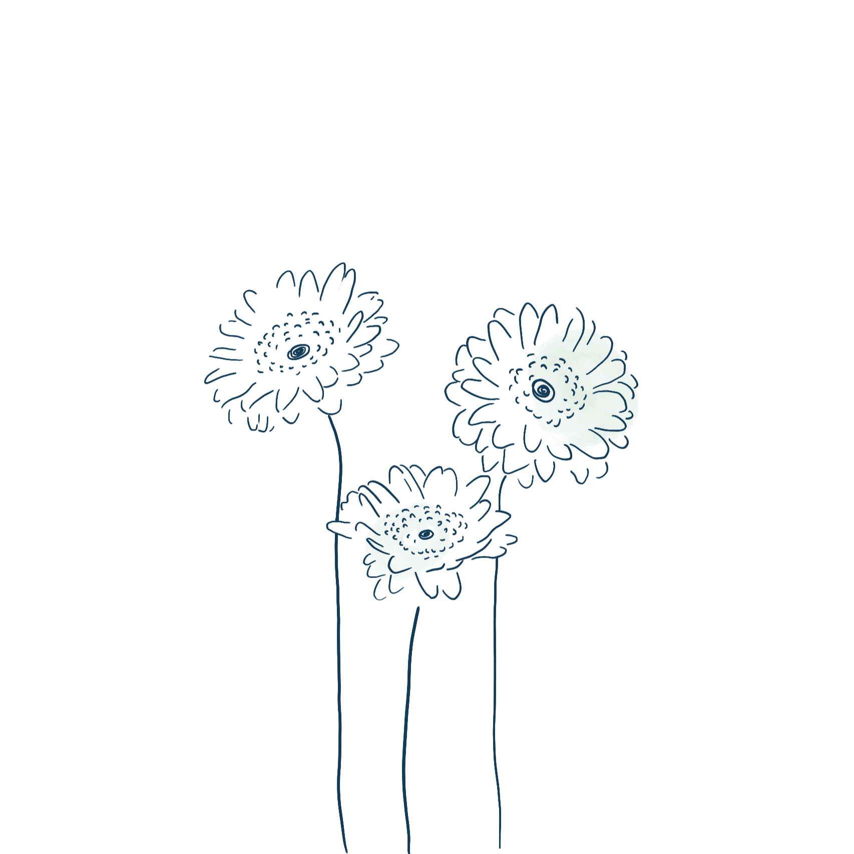 Illustration von zwei kleinen, weißen, struppigen Hunden mit schwarzen Augen und Nasen, die auf einem blauen, städtischen Hintergrund mit Gebäuden sitzen.