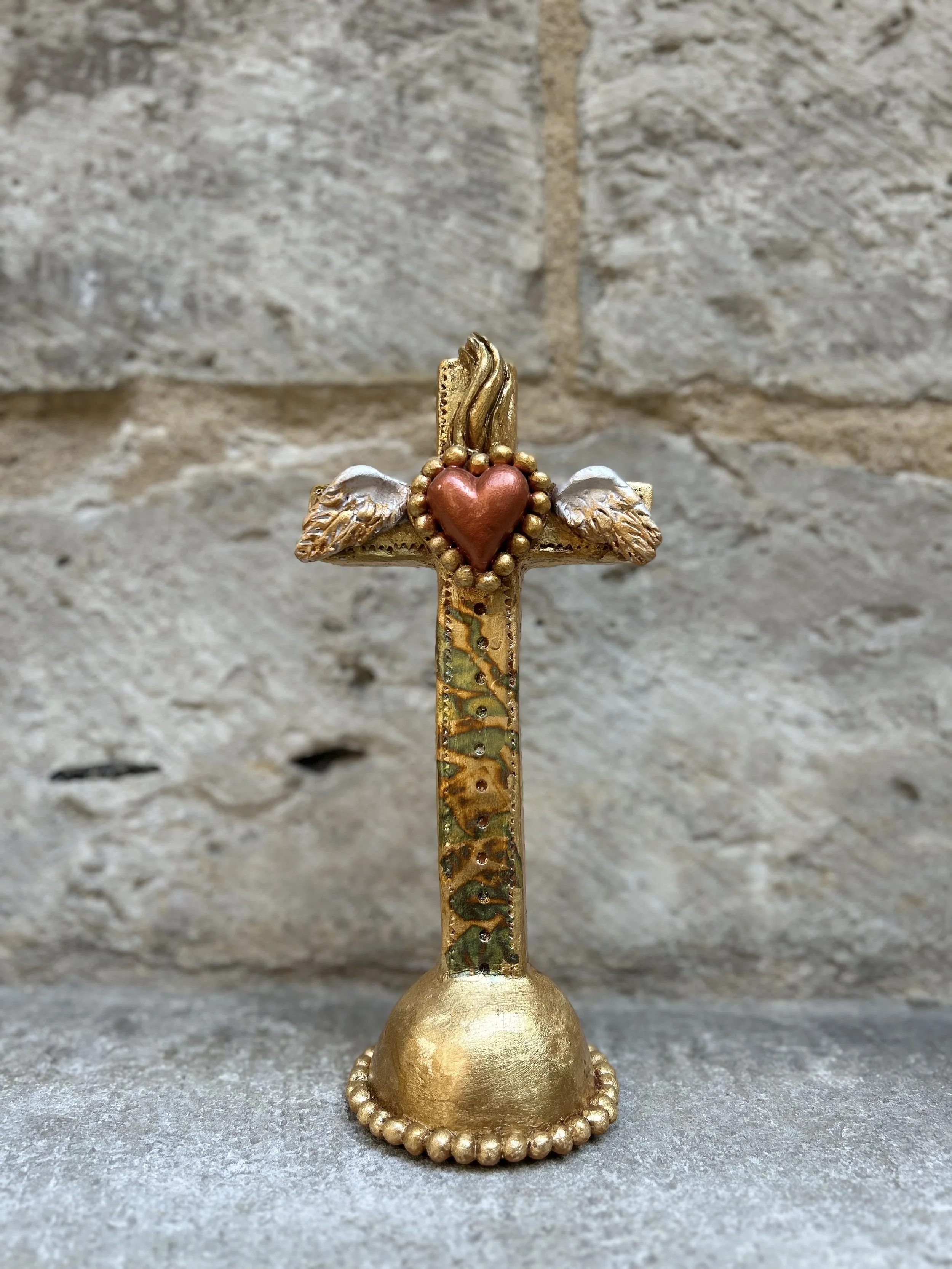 Croix d'or coeur cuivre