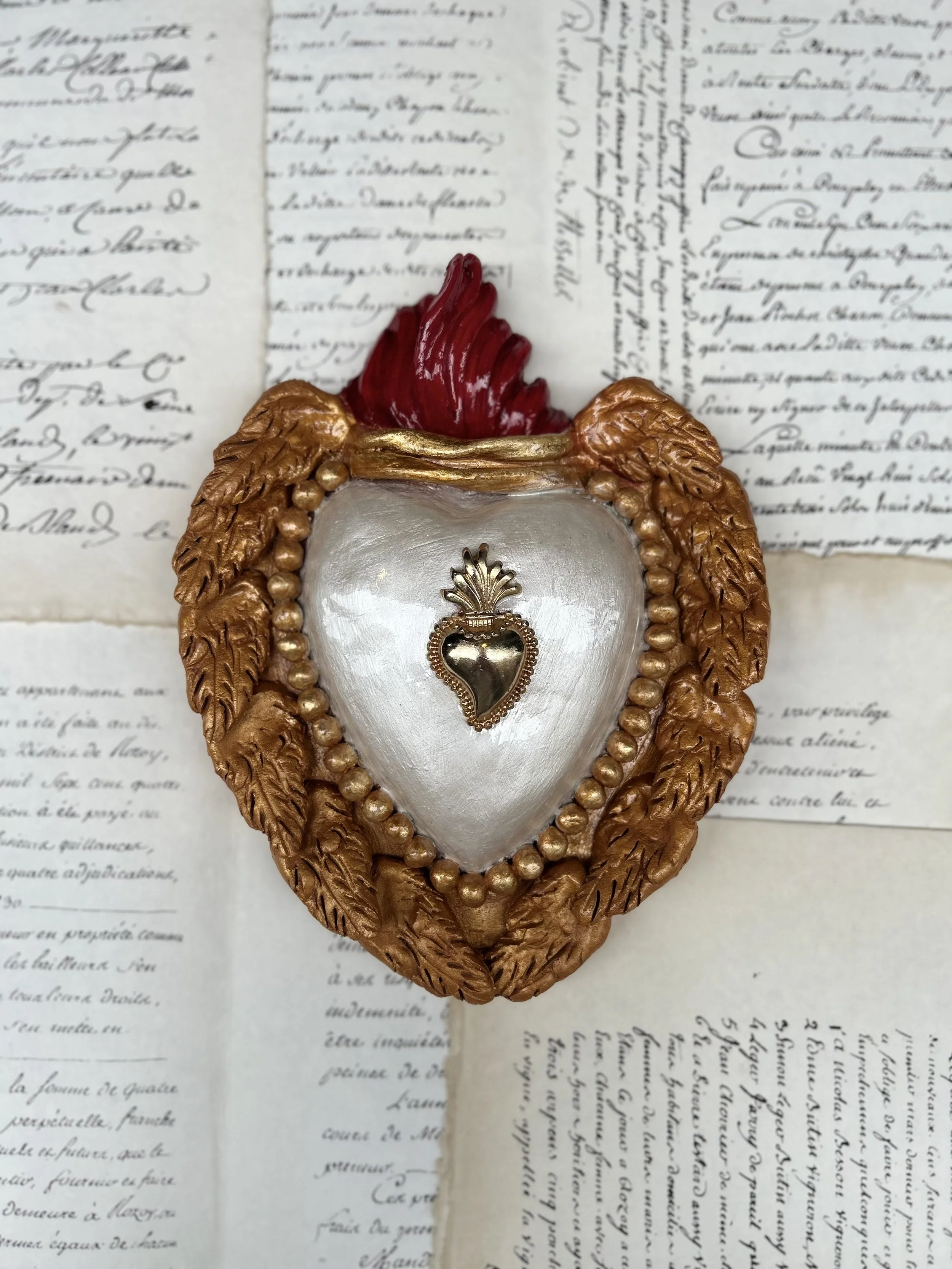 Coeur L Doré et Blanc