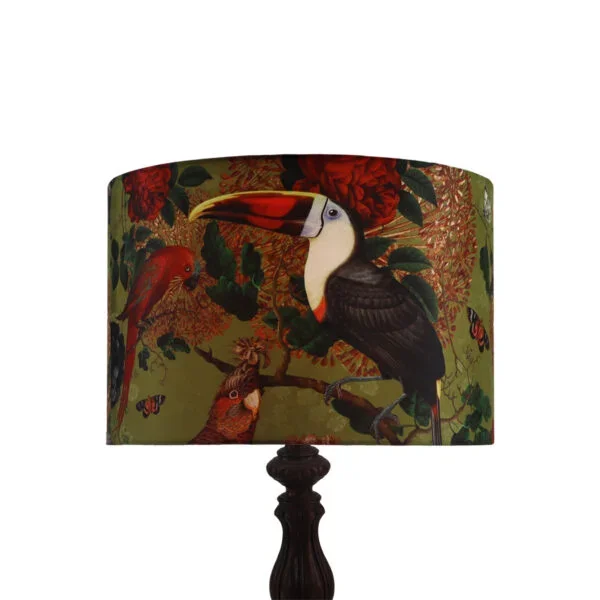 Abat-jour de lampe avec motif de perroquet, toucan, oiseaux et nature tropicale