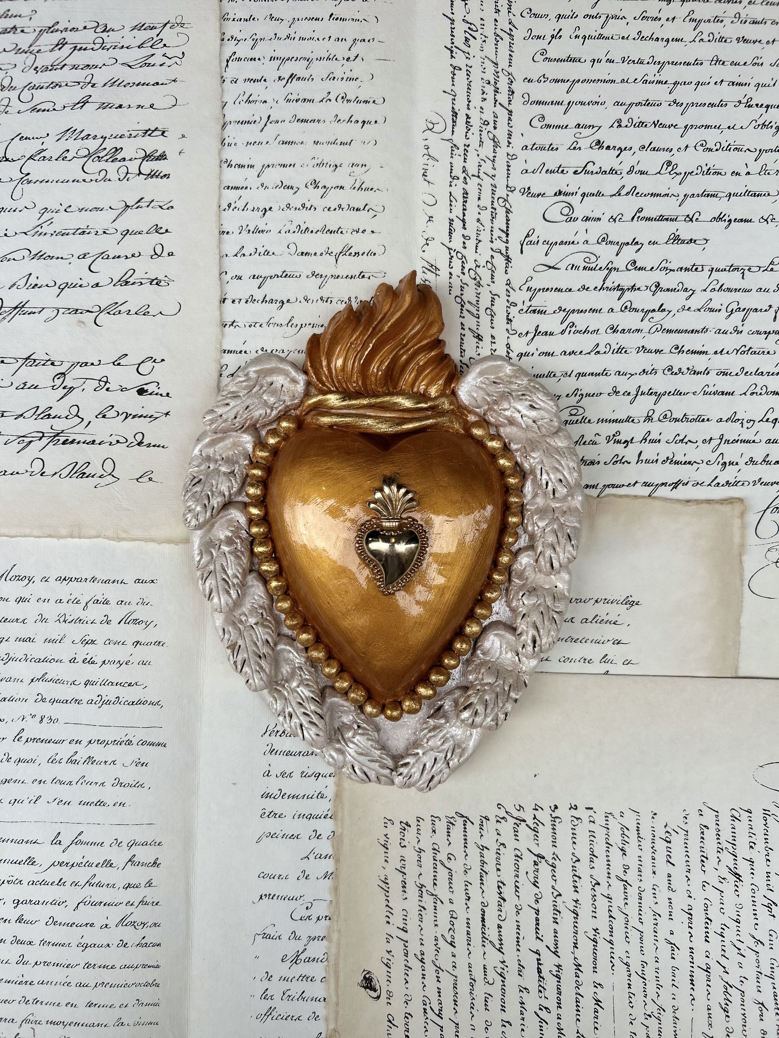 Coeur L Blanc & Doré