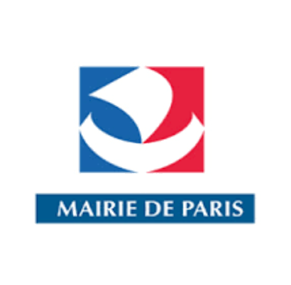 Logo de la Mairie de Paris avec un grand 'S' bleu, blanc et rouge