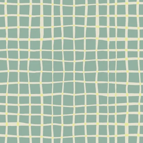 A pattern of light green squares with off-white irregular grid lines.