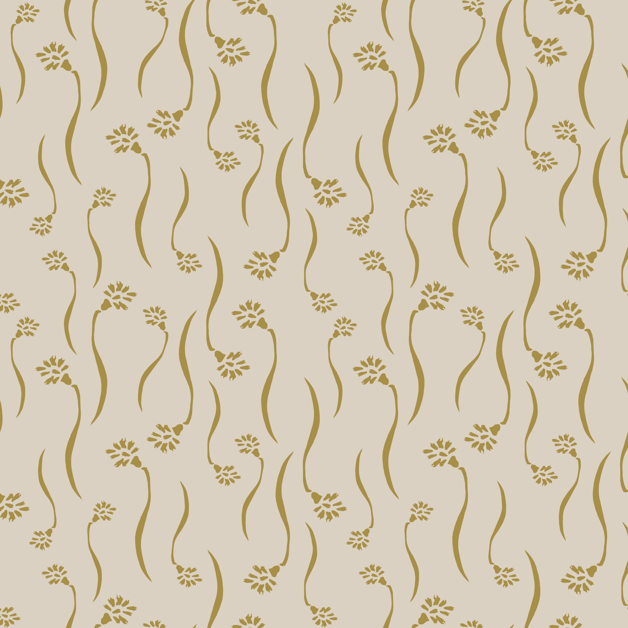 Golden Floral in Two Directions on Warm Cream
