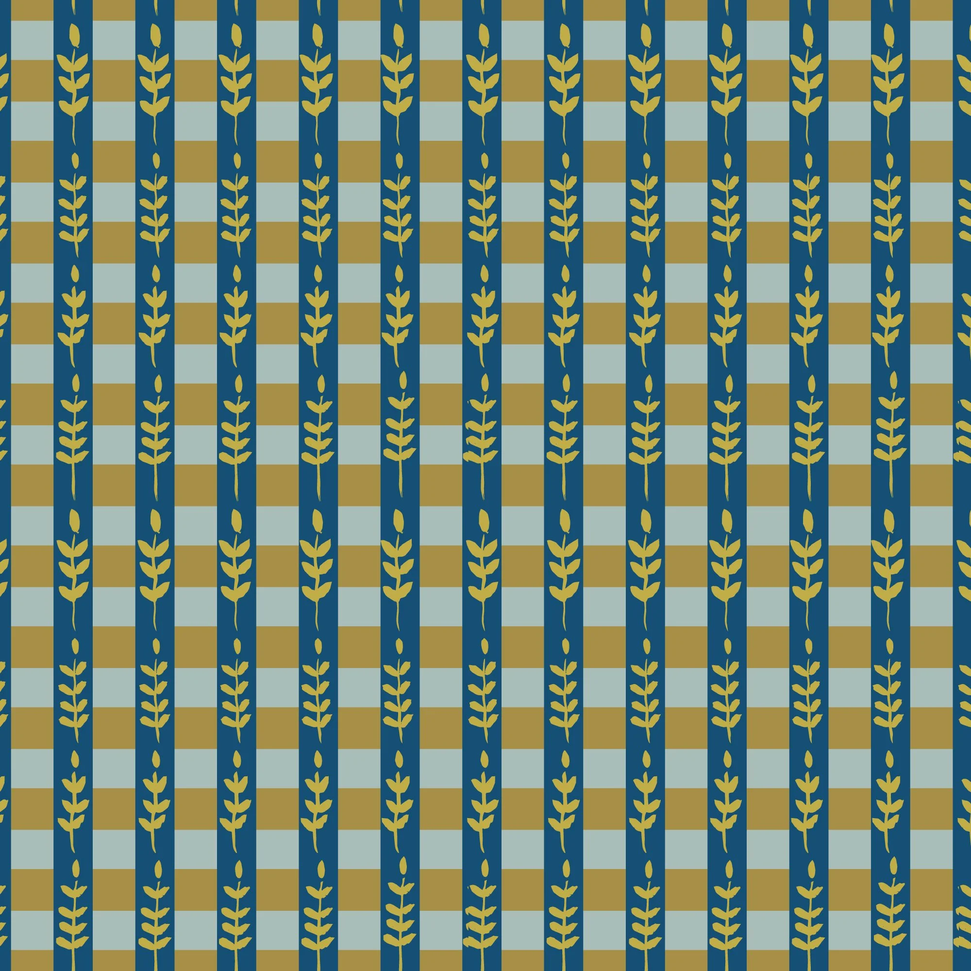 Fern Plaid in Olive & Blue