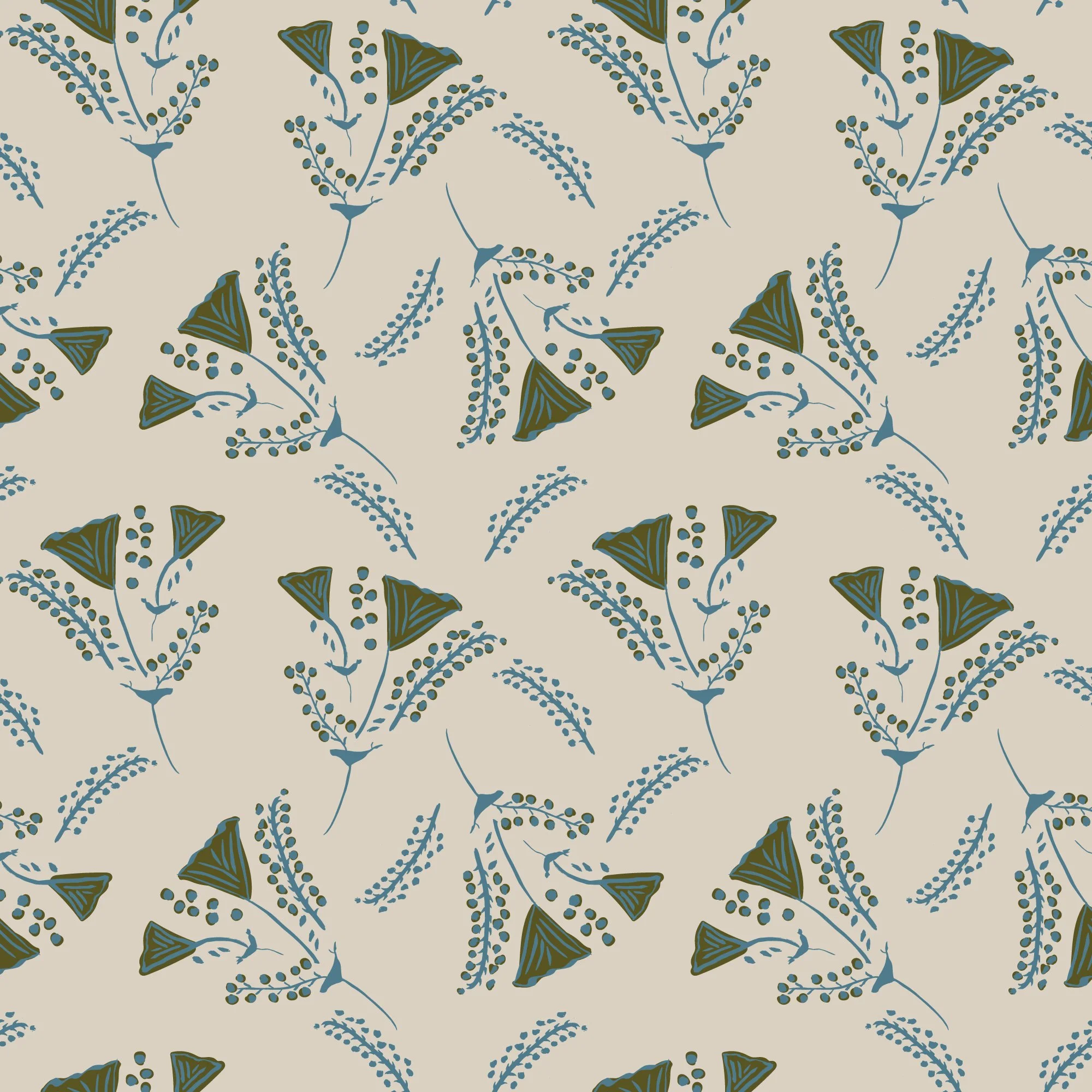 Moss & Blue Malva on Cream