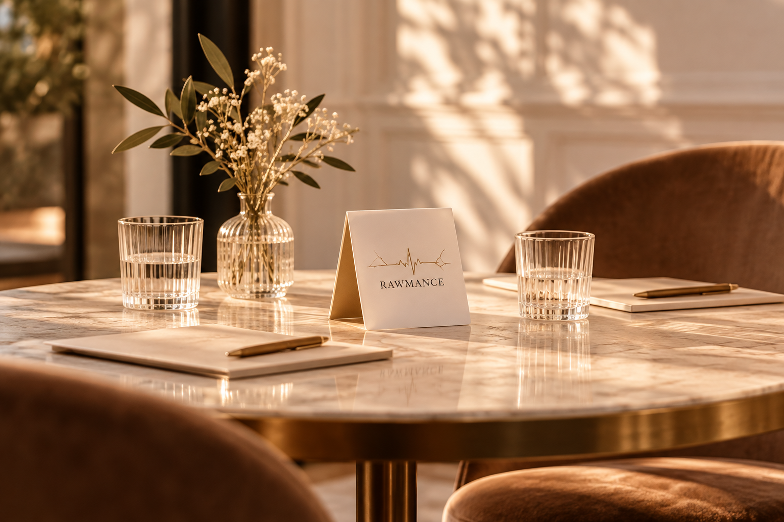 Table préparée pour une rencontre organisée par RAWMANCE.