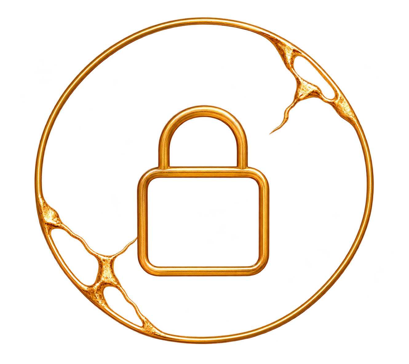 Icône dorée symbolisant la confidentialité et la protection des informations.