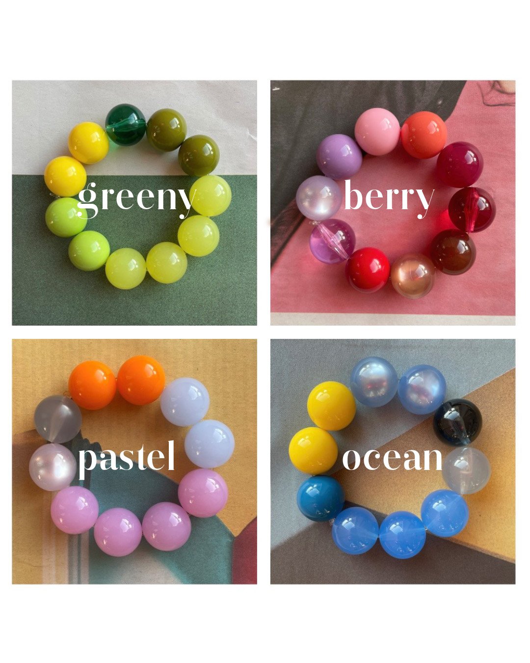 Vier Armbänder aus td treedesign STUDIO Big Balls