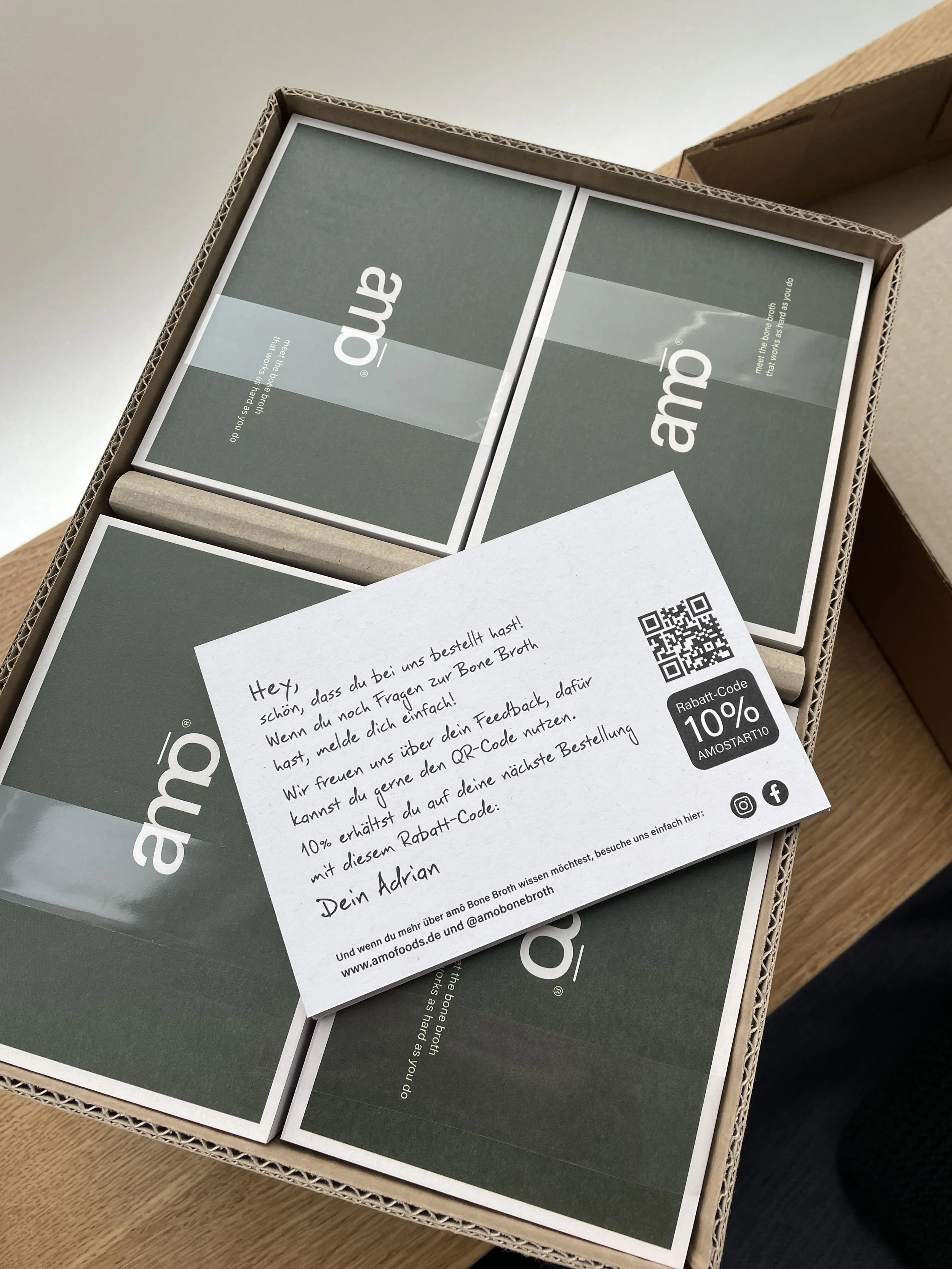 Verpackungsdesign für amo Nutrition GmbH 
