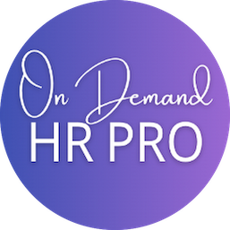 Purple circular logo with white handwritten and bold text that reads 'On Demand HR PRO'.