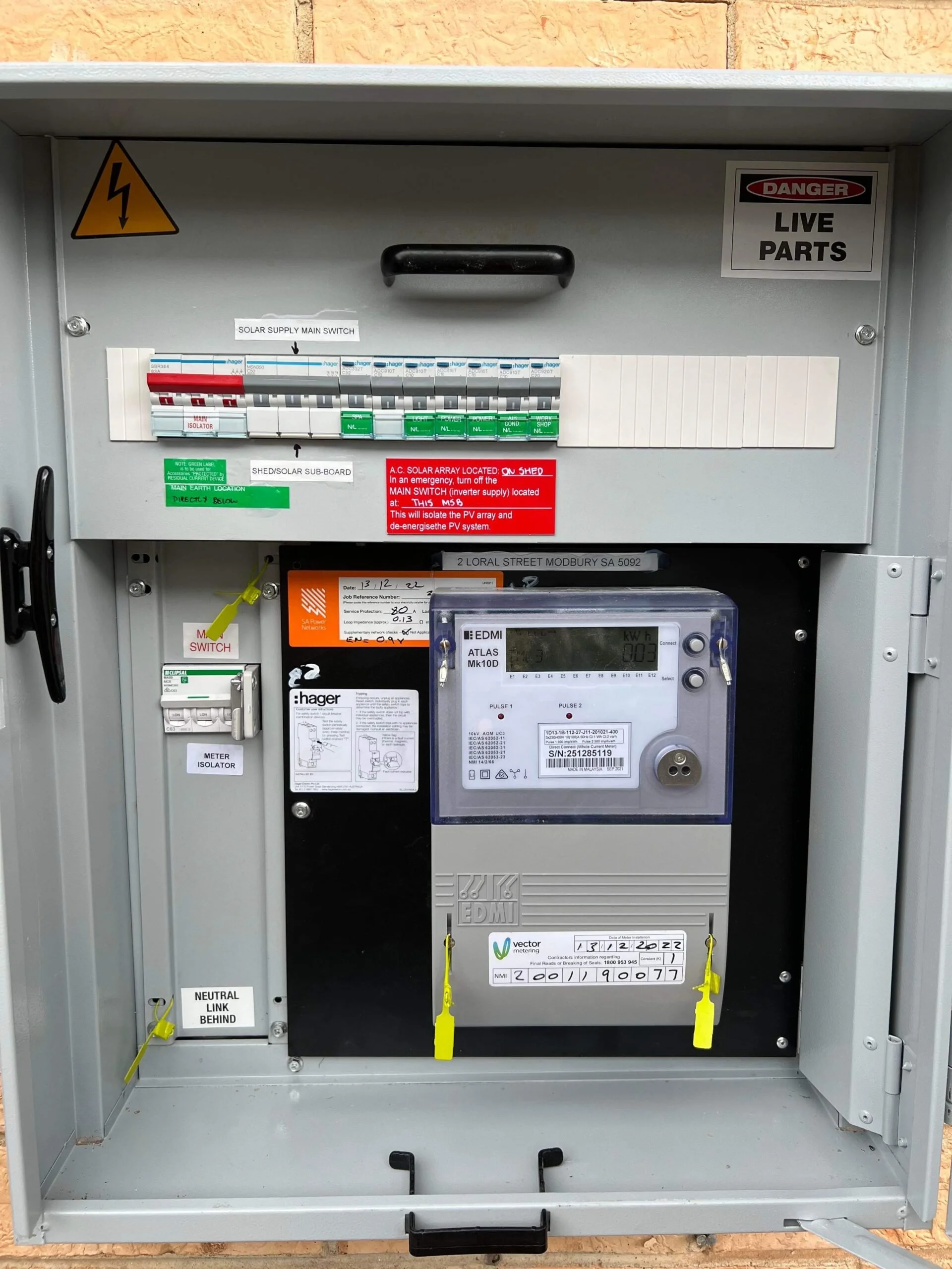 Residential electrical switchboard installation completed by Connect Electrical & Solar