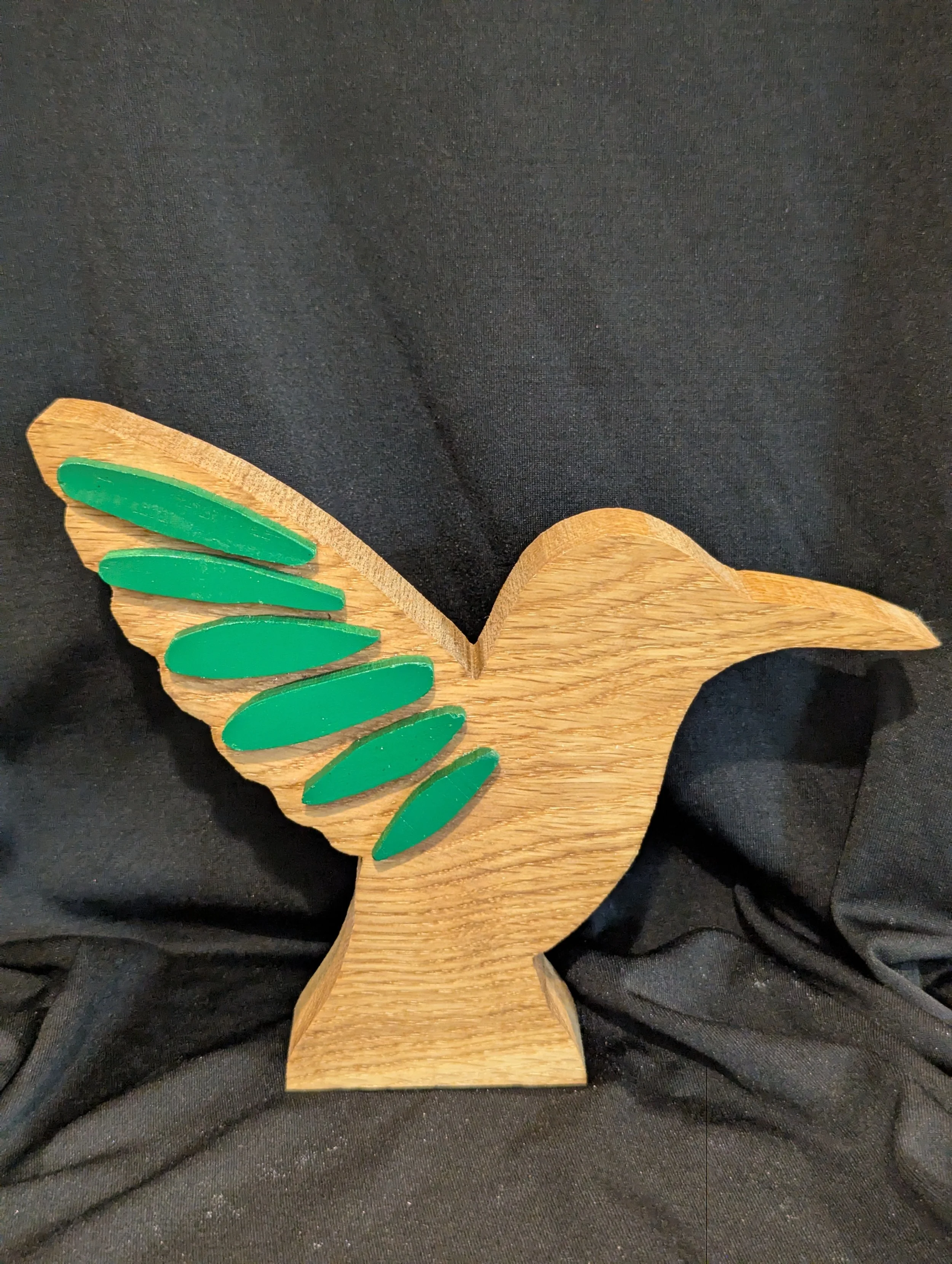 Hummingbird - Oak with green accents