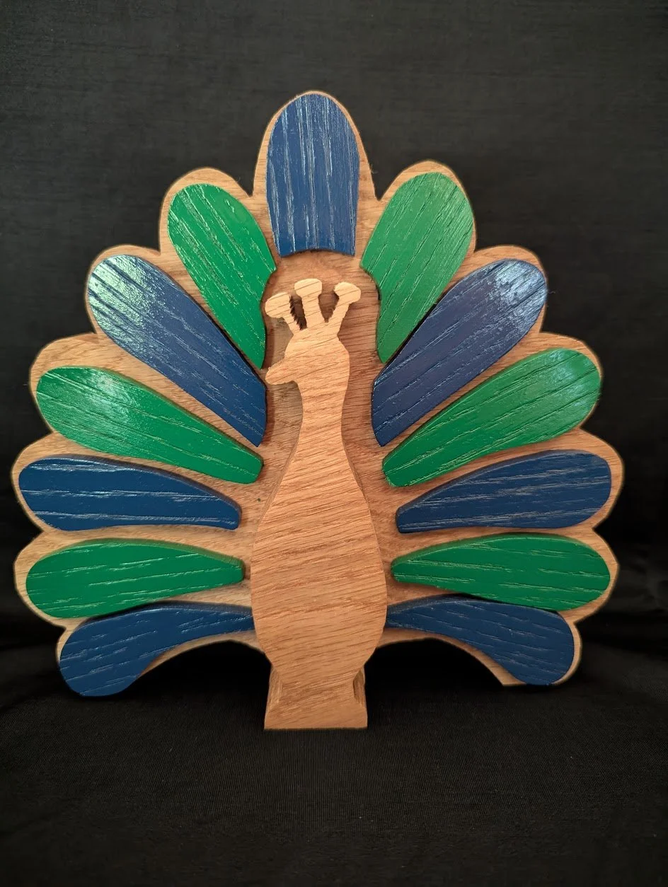 Peacock - Oak with painted accents