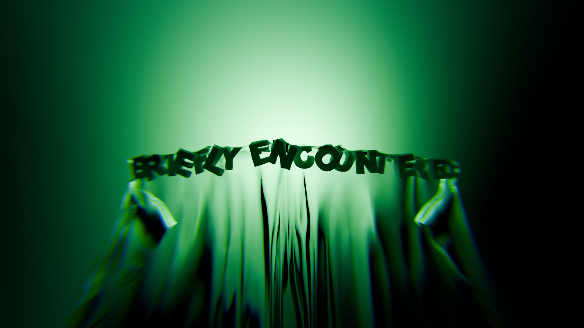 A 3D rendering of the word 'BEFORE YOU ENCOUNTERED' stretched and distorted, set against a green and black background with flowing lines.
