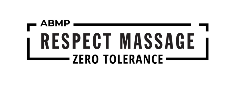 Black background with the words 'RESPECT MASSAGE' written in dark purple capital letters.