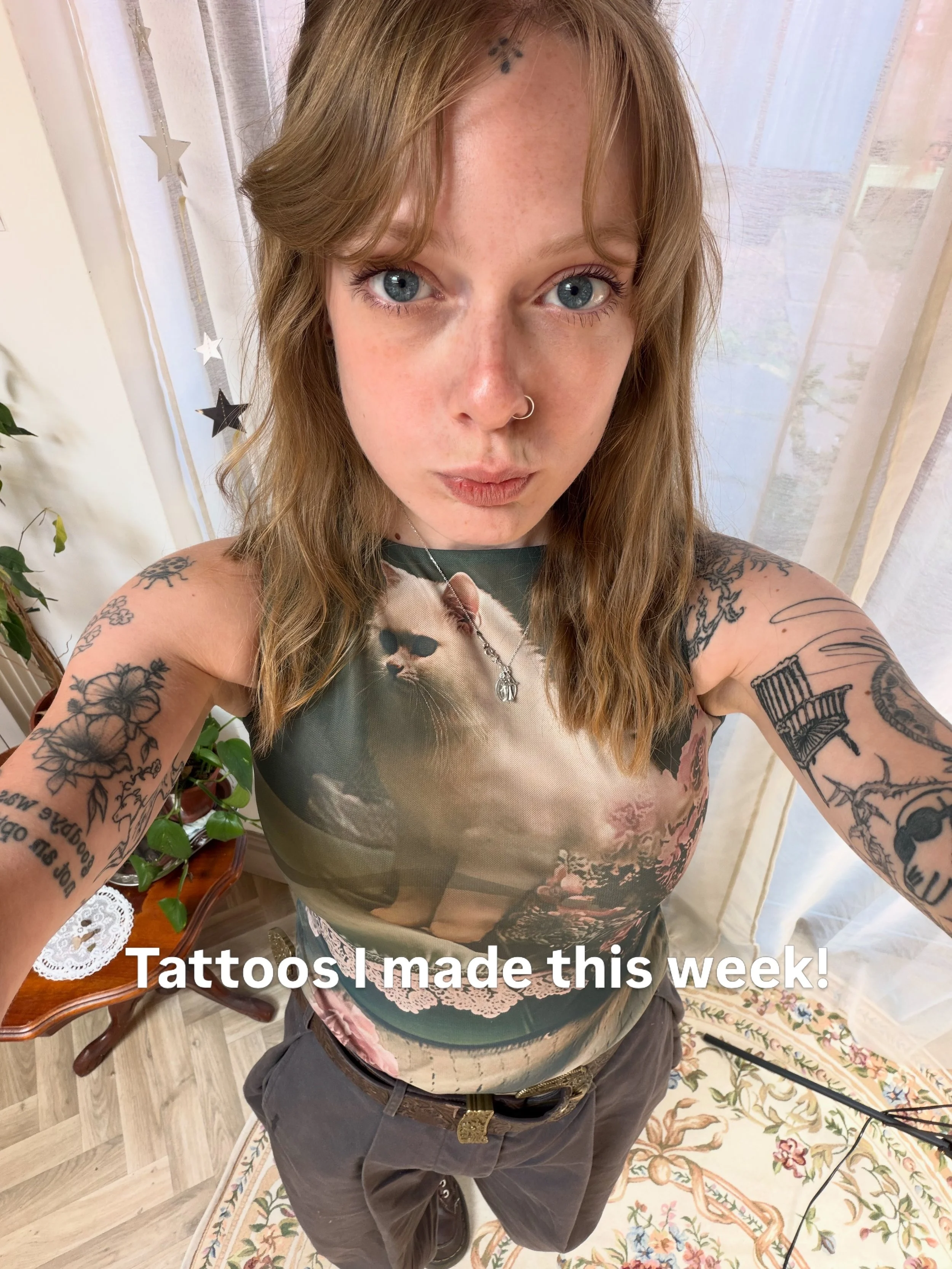 Tattoos I made this week at @primrosegrimsby <3
Link in bio for all bookings &amp; availability! 
(Cat top from @foranothergirl 🎀)
Thank you everyone as always, many giggles have been had this week xxx
#handpoke #handpoketattoo #ukhandpoke #handp