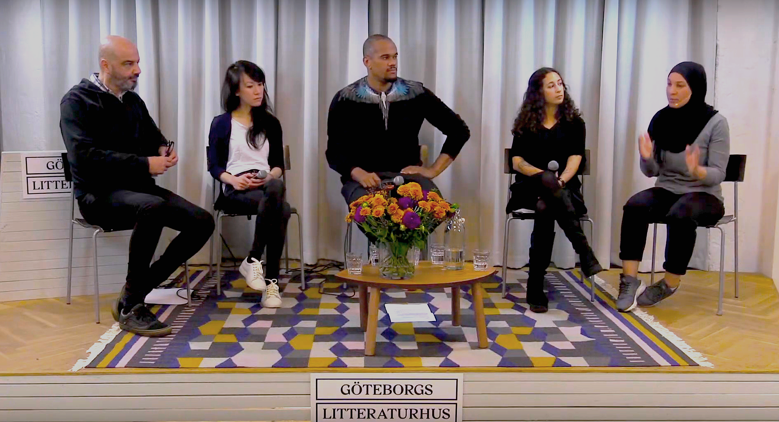 26 September 2020, Roundtable discussion, Qalam, Masoud Vantankh, Maxine Chionh, Johannes Anyuru, Sanna Ghotbi, Sabrin Jaja, Bokmässan 2020, pandemic digital presentation, Gothenburg Sweden.