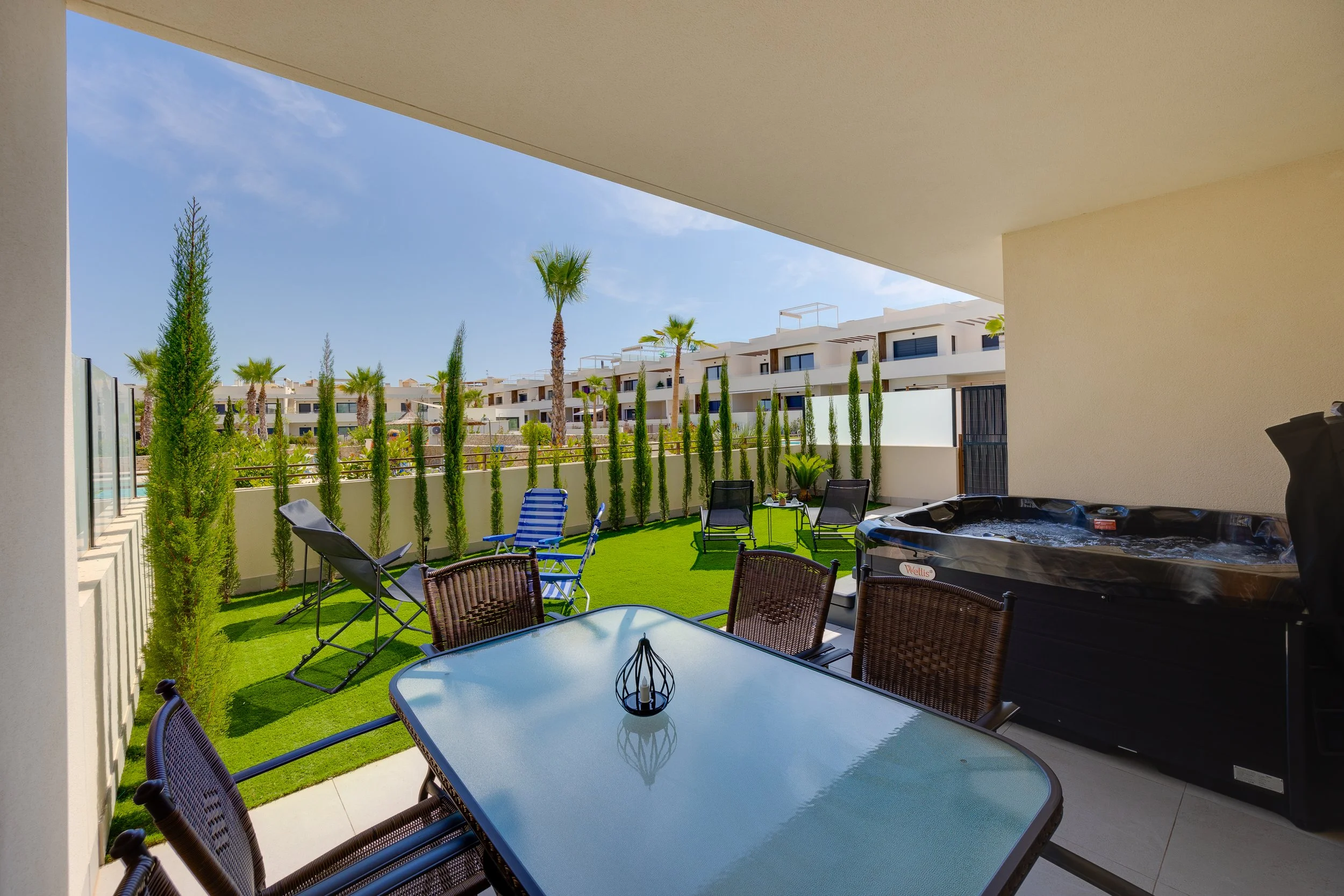 Spacious private terrace for dining and relaxing.