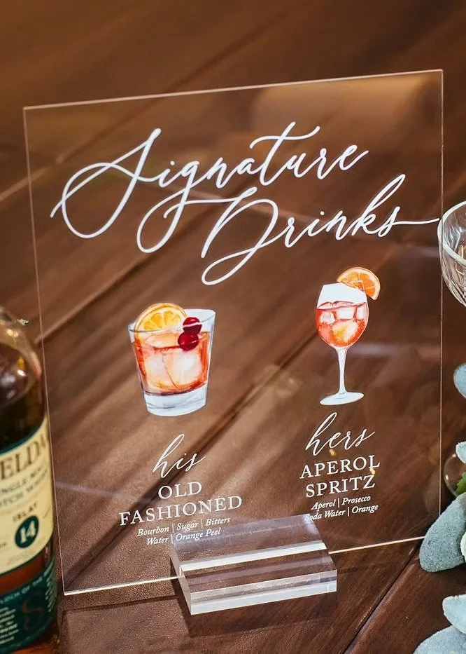 WEDDING BAR SIGN IDEAS &amp; SIGNATURE DRINK NAME INSPIRATION