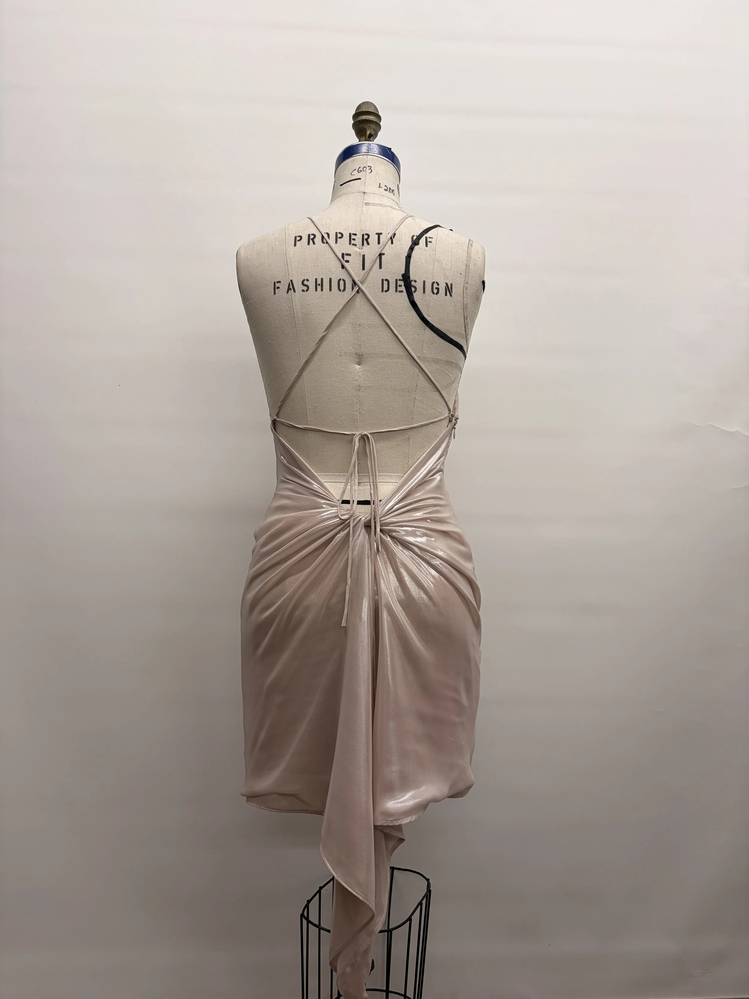 bias twist halter mini dress 