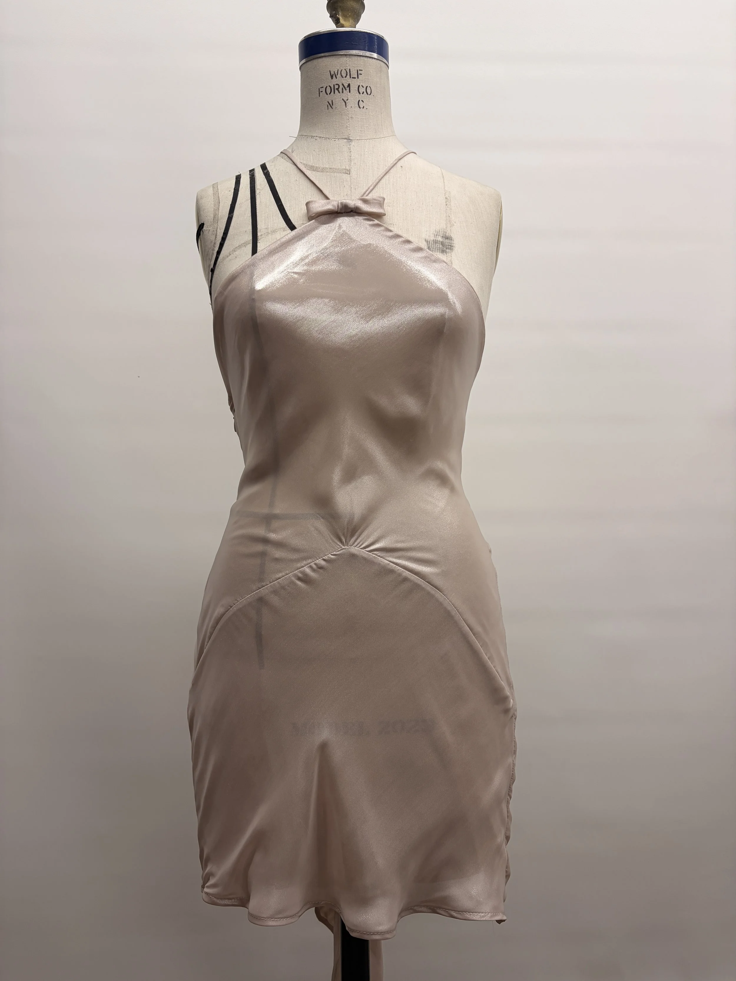 bias twist halter mini dress 