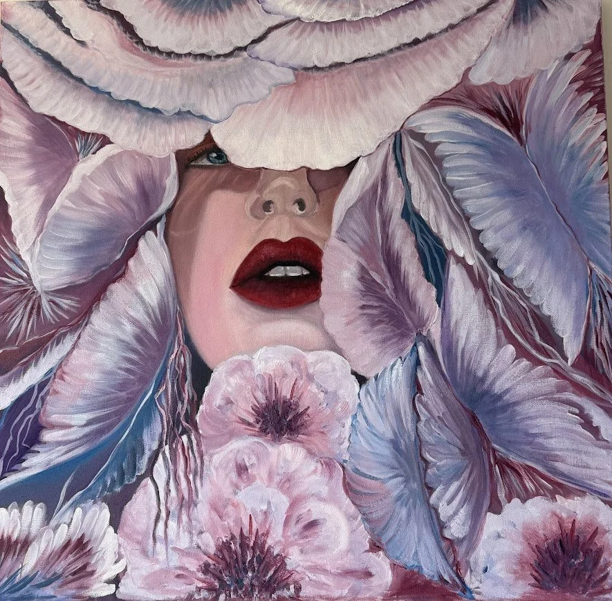 Original oil painting on canvas Woman "Whispering Blooms"