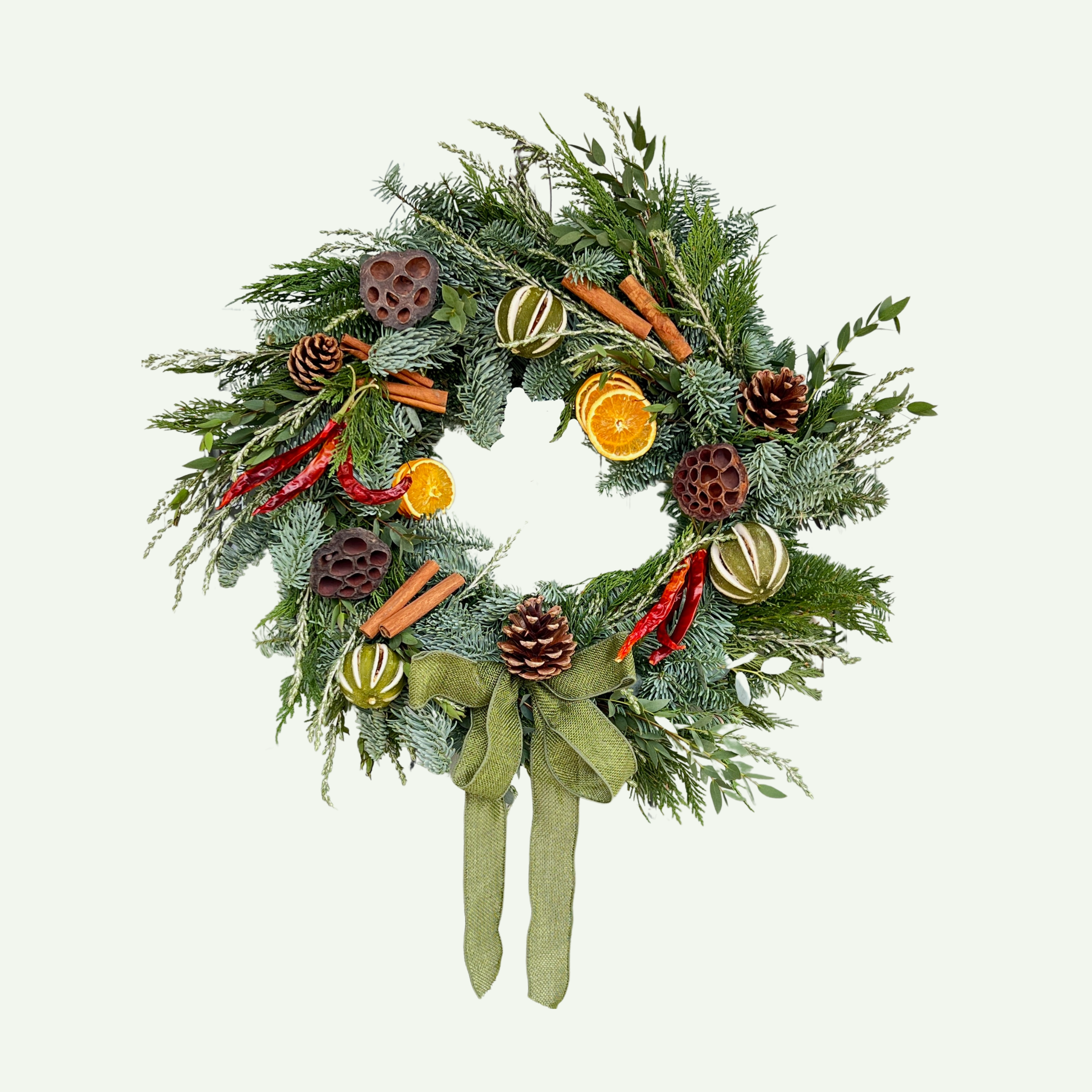Large natural luxury Christmas wreath with real pine and foliage