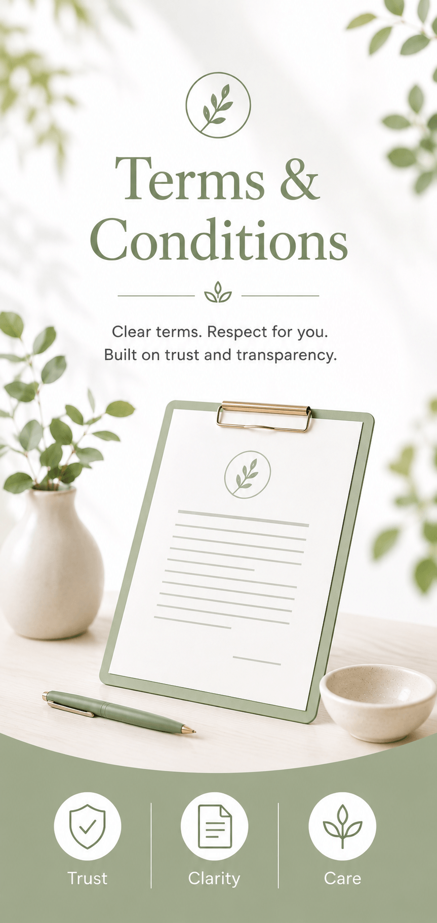 Terms & Conditions at Nest Clinic Urmston, emphasising trust, clarity, and care.