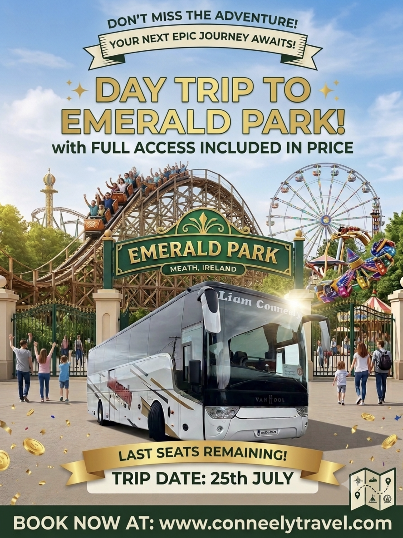 Emerald Park Day Trip – 25th July - Full Access to All Rides Included