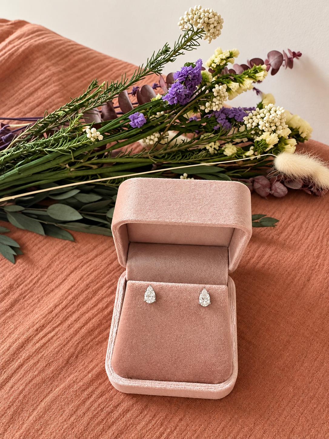 Diamond Pear Studs