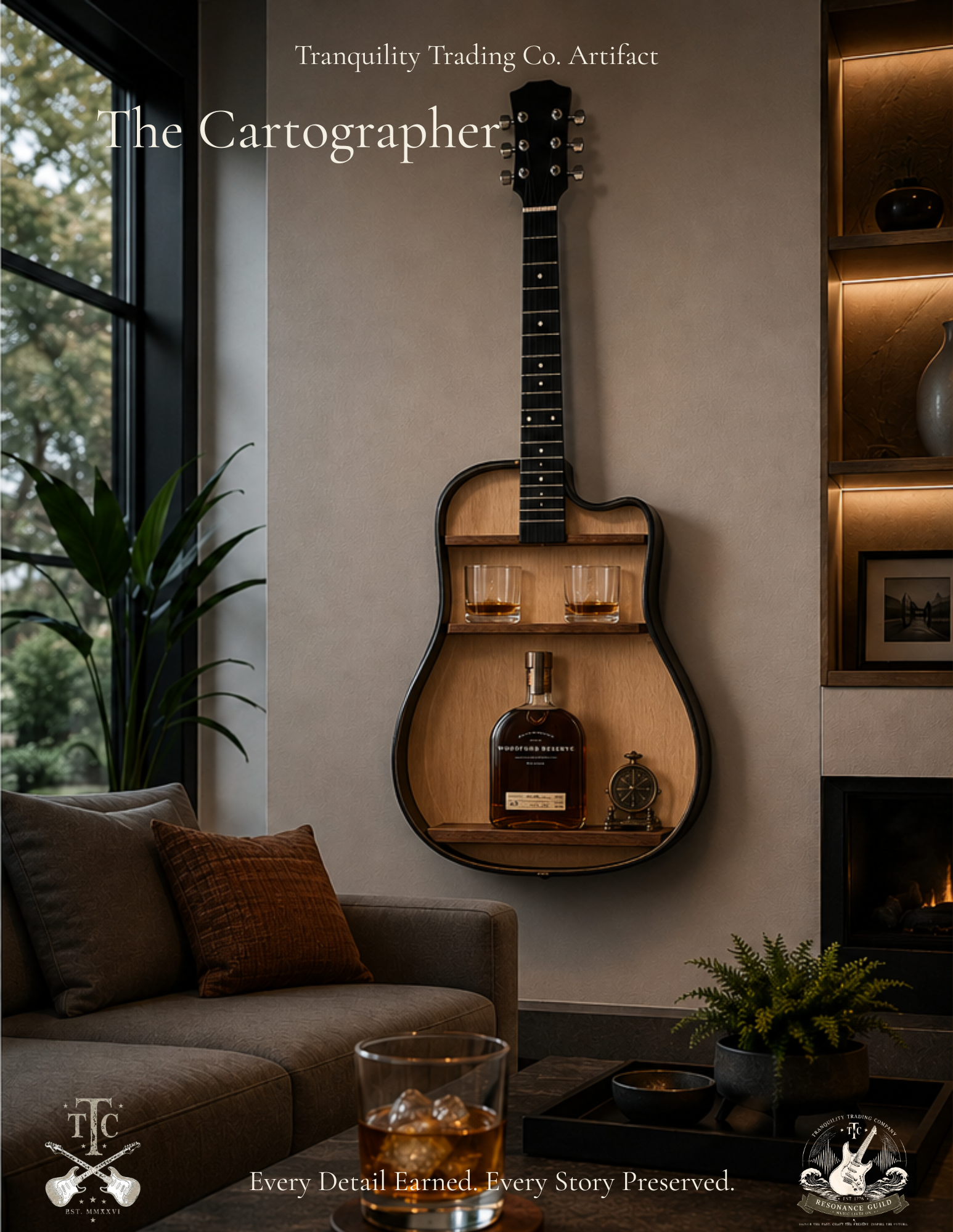 Cartographer-acoustic-guitar-wall-shelf-whiskey-handcrafted-lifestyle.png