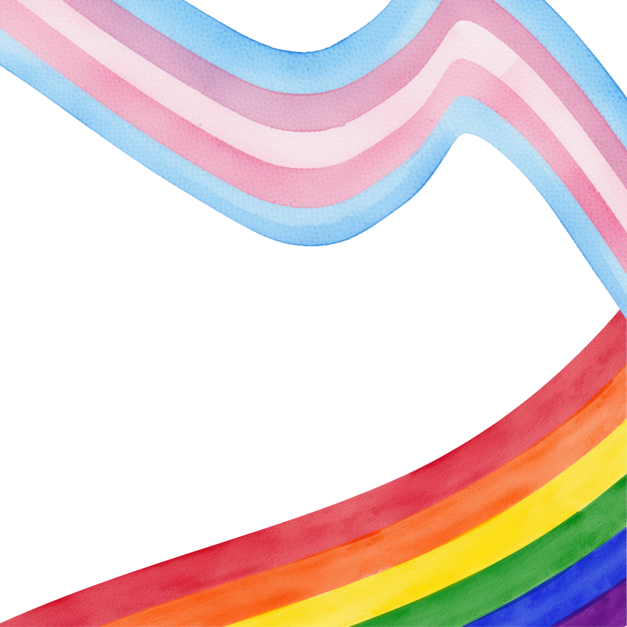 Close-up of a lgbtq+ pride flag and a trans pride flag.