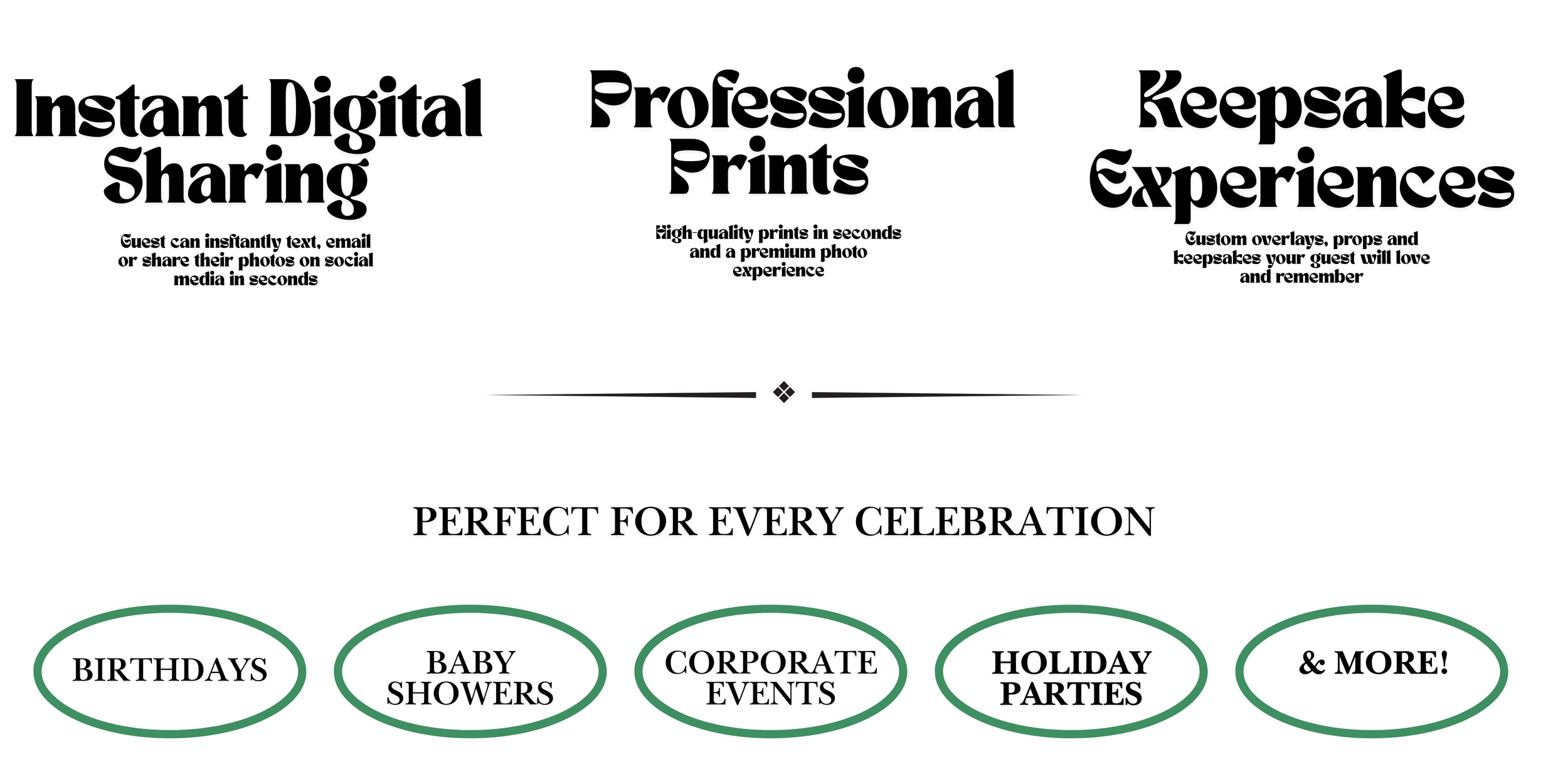 Kosie Moments photo booth and keepsake experiences featuring instant digital sharing, professional photo prints and personalized keepsakes for birthdays, baby showers, corporate events, holiday parties and other celebrations in North Carolina.