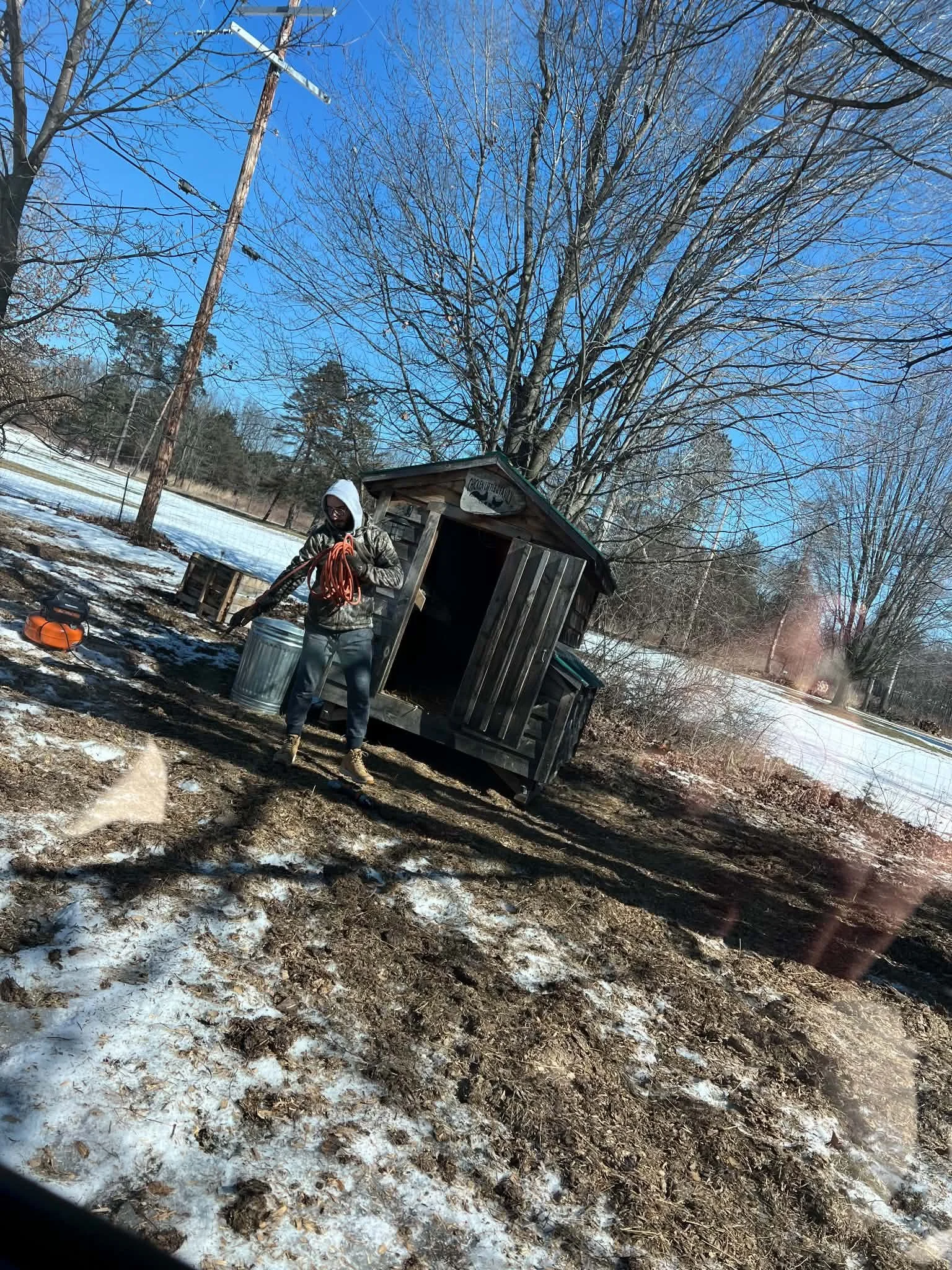 Running power out to the coop, getting everything ready for the cold Michigan winter.