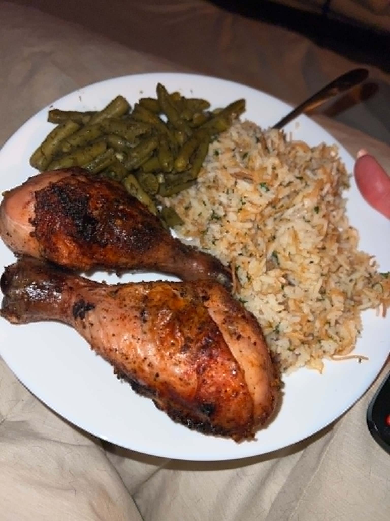 One of our birds making it to the dinner table, roasted up with rice and veggies.